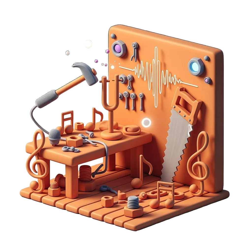 Agentur für Telefonansagen - Kreative Werkstatt mit Vintage Mikrofon 3D Illustration